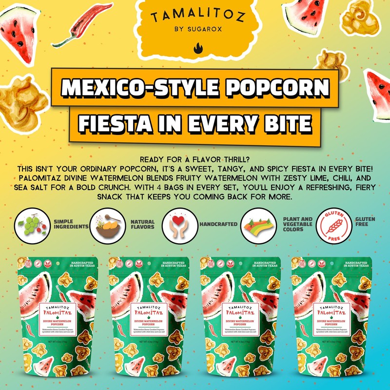 Palomitaz Divine Watermelon Popcorn – Sweet & Spicy Mexican-Style Kettle