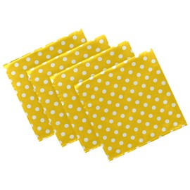 ZzWwR Simple Cute Polka Dot Pattern Cloth Napkins, Set of 4 20 x 20 Inch Soft & Comfortable Polyester Dinner Napkin for Family, Restaurant, Weddings, Parties(Yellow White)