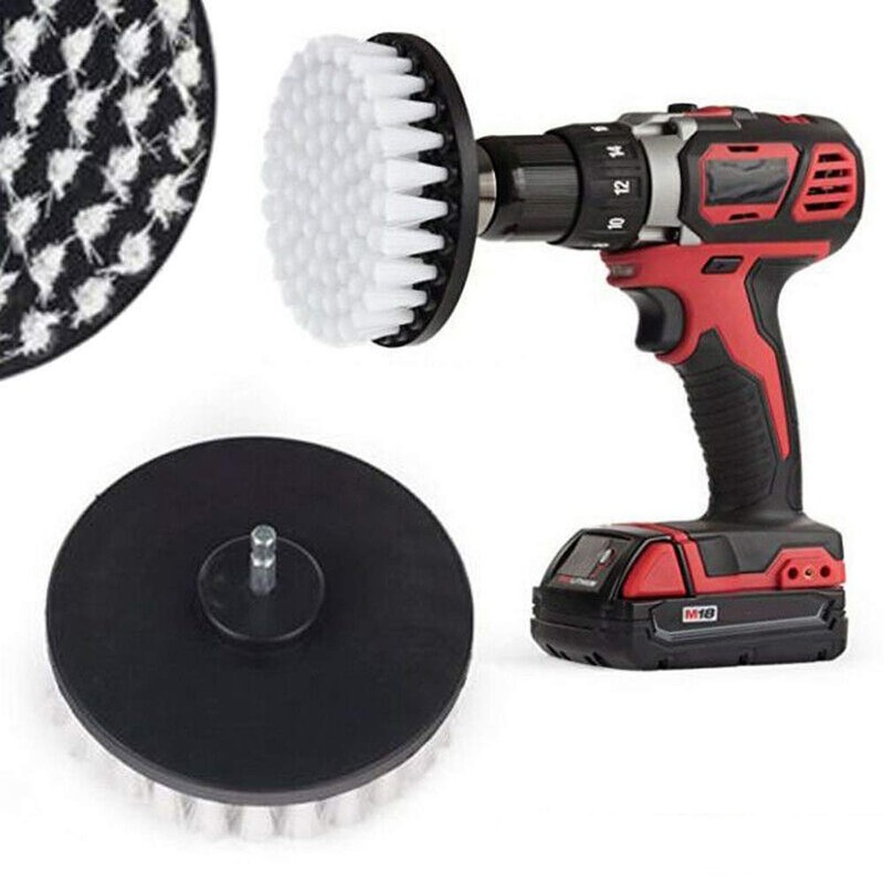 Wixine 1Pcs 5" White Drill Brush Attachment for Cleaning Carpet