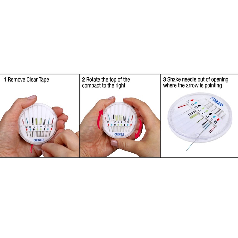 SINGER Crewel Needles in Dial Compact, Assorted Sized Sewing Needles,