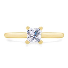 Jewel Zone US Princess Cut White Cubic Zirconia Anniversary Solitaire Ring in 14k Gold Over Sterling Silver (1 Carat)
