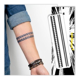 Tatuajes Semipermanentes, Brazalete Tribal Punta de Lanza, Tatuajes Temporales Larga Duración, Tinta Vegetal Resistente Agua, Duran 1-2 Semanas, Se Revela en 24h, D228, 2 Diseños
