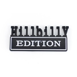 Hillbilly Edition | Emblem for Gluing | 3D Plastic Sticker | Matte Black / White
