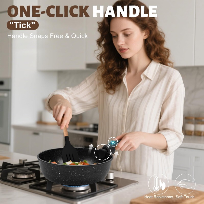 Numola 10 pcs Pots and Pan Set Non Stick with