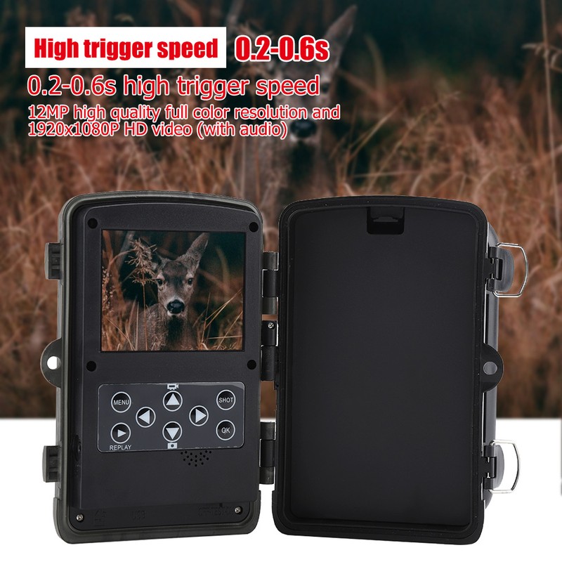 Waterproof Trail IR Camera 1080P 12MP HD Wildlife Game Hunting