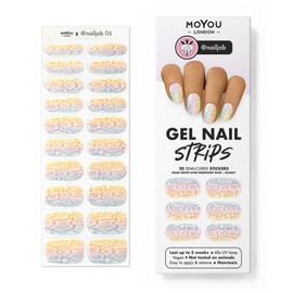 MOYOU LONDON Semi Cured Gel Nail Strips, 20 Pc. Gel Wraps for Nails, Get 1 Free UV Lamp When You Get 3 or More, Easy Apply & Remove for Salon-Quality Manicure -Nailjob 06