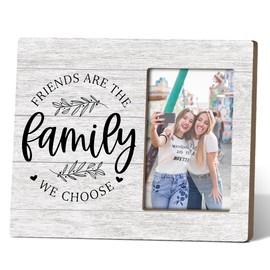 BSNZZIO Friends Are The Family Picture Photo Frame, Friends Picture Frame for Sister Bestie, Long Distance Friendship Gifts Birthday Gifts for Friends Coworker, 4x6 Wooden Photo Frame -DAXK11