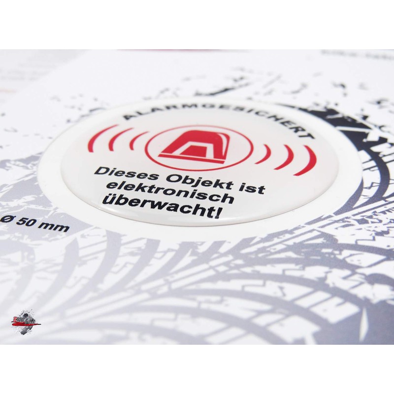 BIKE-label 900024 Warning Sign 3D Sticker Diameter 50 mm Alarm