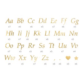 PartyDeco Letter Stickers 5 Sheets 143 Letters 25 Characters - Stickers for Labelling, Crafts and Decorating - Gold