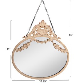 Creative Co-Op Vintage Pewter Framed Wall Mirror with Decorative Chain, Cream