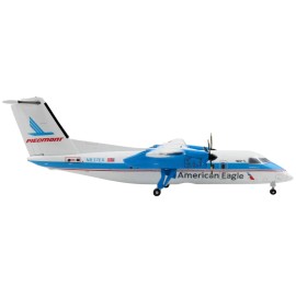 DCD Bombardier Dash 8-100 Commercial Aircraft Toy White Blue Stripes Design for American Airlines American Eagle Piedmont