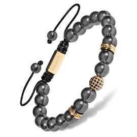 MagnetRX® Hematite Magnetic Bracelet - Magnetic Hematite Bracelets with Beads (Gold Zeus 8 mm Beads)