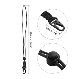 PATIKIL Badge Lanyard with Sling Clip, Adjustable Necklace Cord Strap Metal Clasp for Keys Whistle Badge Holder, Black