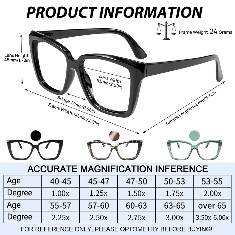 WEMOOTANTS Bifocal Reading Glasses 3.5 Women Men Large Bifocal Computer