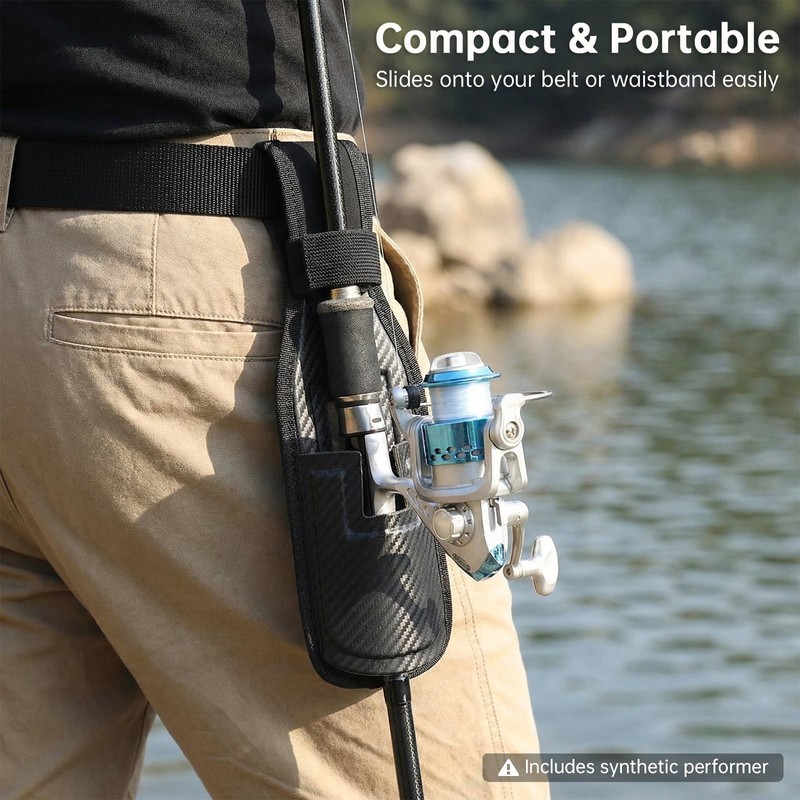 ConSkyee Leather Rod Holster, Hands-Free Belt Carrier for Surf/Casting Rods