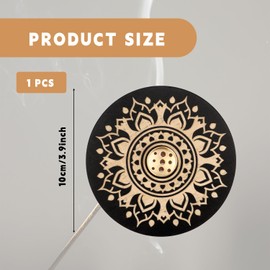Bojueshaw Round Wooden Incense Holder for Sandalwood,Incense Burner Holder with 9 Holes,Ash Catcher for Meditation,Yoga,Home Decor(Style B)