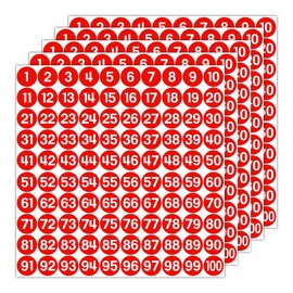 GamesMonkey® - Labels Number Stickers Circles - Red - from 1 to 100 - (100-500 - 2500 pieces) (10-25 mm) Waterproof Vinyl - Consecutive Inventories (25 mm - 2.5 cm, 500 pieces - 5 sheets)