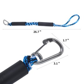 2 PK Bungee Dock Lines for Boats 2FT with 316 Stainless Clip Boat Accessories Marine Grade Boat Rope Boating Accessories Boat Dock Lines Jet Ski or PWC Mooring Boat Lines & Dock Ties (Blue, 2 FT)