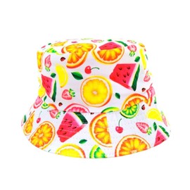 Bucket Hat- Cotton Reversible Fishermans Summer Sun Hat Festival Beach Party Rave Sports Many Styles & Colours (Fruit Salad)