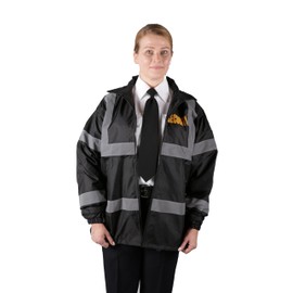 First Class High Visibility Water Resistant Raincoat and Pant With Reflective Stripes (Black/Gold ID, XX-Large)