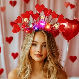 Fashband Valentine's Day Headband, Luminous Love Heart Headbands, Headbands, LED Party Festival, Hair Accessories for Women, Pink