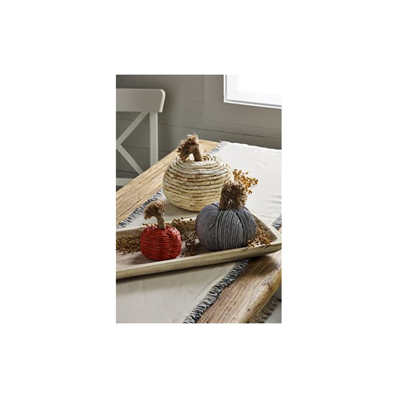 Mud Pie Corn Husk Rope Pumpkin, Medium Table Sitters