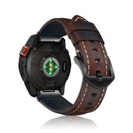 [ReHowy] Band for Garmin Fenix 8 51mm/Enduro 3/Garmin Descent Mk3i/tactix 7 AMOLED/Instinct 2X Leather Band, Genuine Leather, QuickFit 26mm Replacement Band, Business Style, Vintage Unisex Replacement