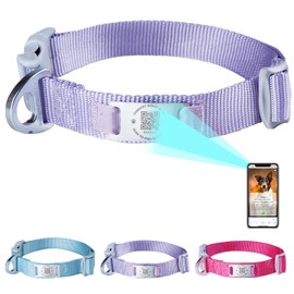 ThinkPet Intelligent QR Code Dog Collar - Made of Nylon, Adjustable Size, Durable and Comfortable, Real-time Location with Contact Information of the Owner, Purple, Colour-Large (Neck Circumference:
