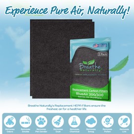 Breathe Naturally - Premium Carbon Filter Replacements Compatible with BlueAir 200/300 Series- Optimal Air Quality & Odor Control - Ideal for Home & Office Use (2 Carbon Filter Replacements)