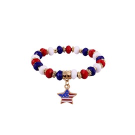 BOOZIQ 4th of July Independence Day Bracelets for Women Stretch Beaded American Flag Bracelets Red White and Blue Patriotic Bracelets Independence Day Patriotic Costume Outfits (Style4)