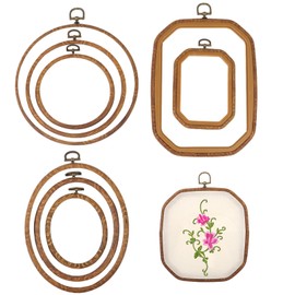 YOFAPA 9 Pcs Embroidery Hoops, Flexible Round Cross Stitch Hoops, Octagonal Embroidery Rings, Imitated Cross Stitch Rings, Craft Sewing Supplies