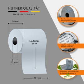 Blue4est® Eco Thermal Rolls 58 x 50 x 12 mm Diameter 58 mm Length 50 m Blue Receipt Rolls Thermal Paper EC Cash Devices Rolls Pack of 10 HUTNER