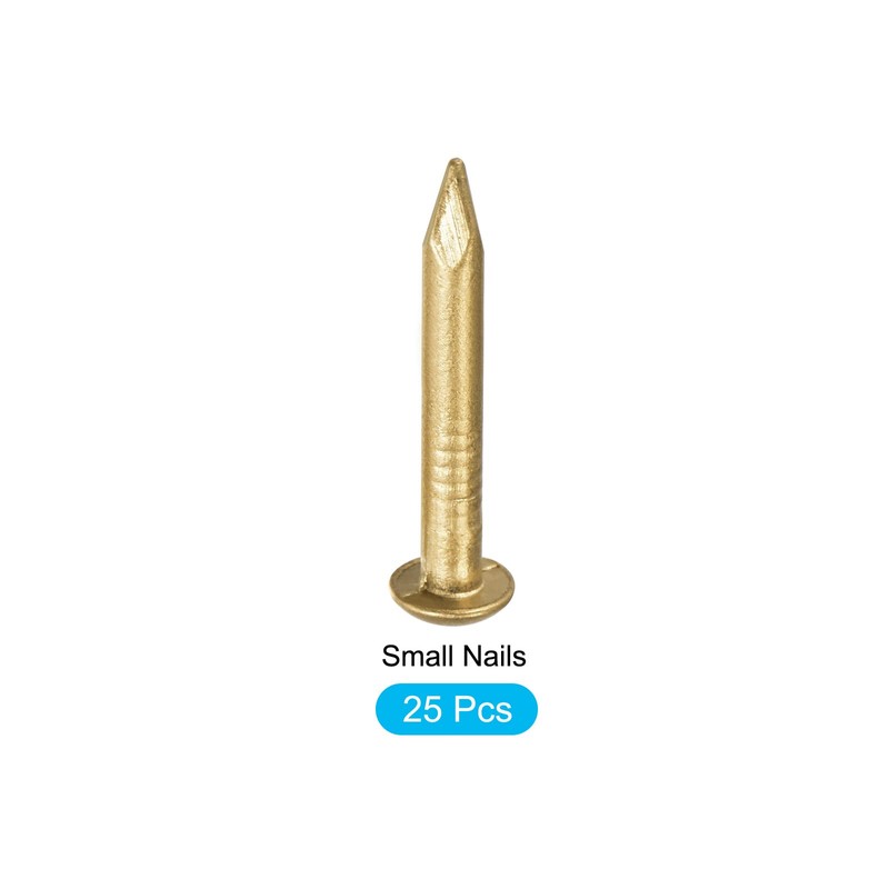 METALLIXITY Small Nails (2.8x20mm) 25pcs, Brass Tiny Hardware Nails -