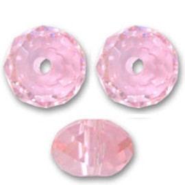 CAIZZA 6PCS X Austrian Crystal Elements 5040 Briolette Bead Rondelle Spacer Light Rose 6mm Dangle for Necklace Earring/Jewelry Making Findings