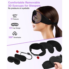 ZRUHIG Removable 3D Contoured Sleep Mask with Bluetooth Headphones, Comfortable Eye Mask for Sleep, Sleeping Mask with 5.4 Ultra-Thin Stereo Speakers for Men/Women, Perfect Tech Gifts-PINK