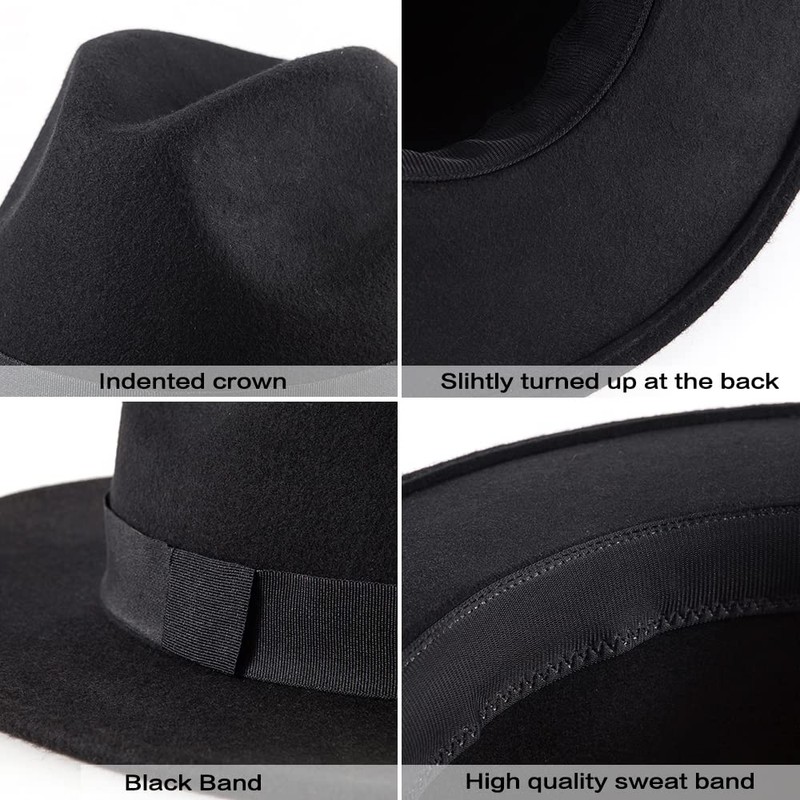 LADYBRO Fedora Hats for Women Wide Brim Hat, Incld 3