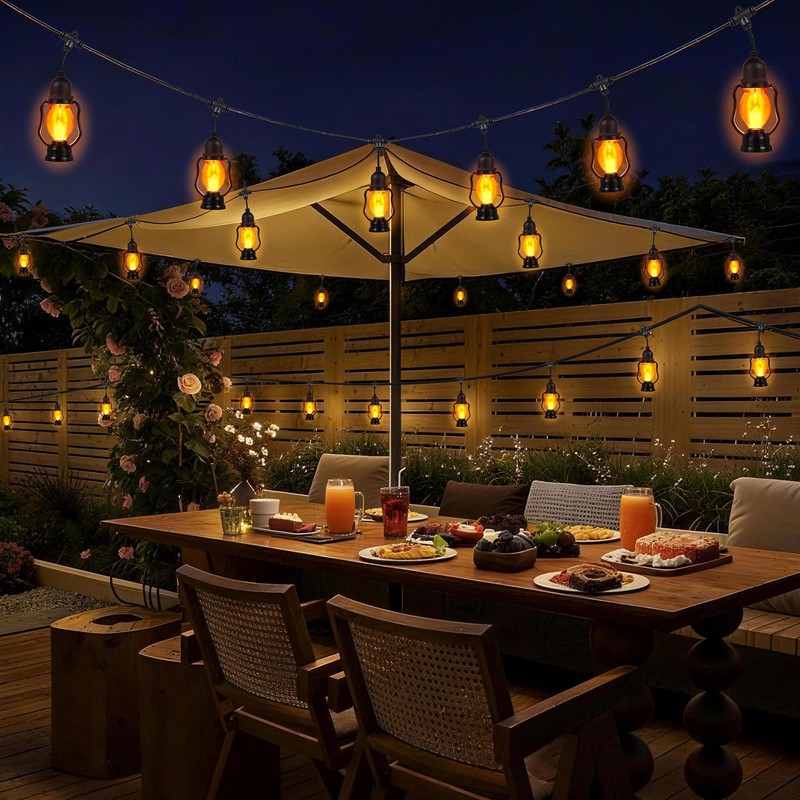 Zeiliuled Solar Flame String Lights, 21FT Solar String Lights Outdoor