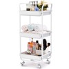 TOOLF 3-Tier Storage Rolling Cart, Kitchen Utility Cart with Wheels,
