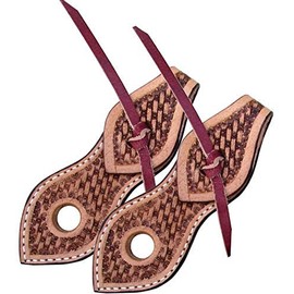 Showman 6" Long Basketweave Tooled Light Oil Leather Slobber Straps
