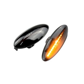 2Pcs Car Led Dynamic Flowing Fender Side Marker Light Turn Signal Lamp Compatible for Toyota Yaris Corolla Auris RAV4 Black Lens