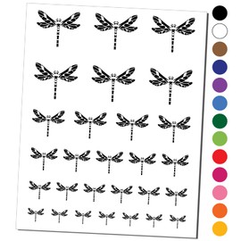 Damselfly Dragonfly Winged Insect Bug Temporary Tattoo Water Resistant Fake Body Art Set Collection - Black (One Sheet)