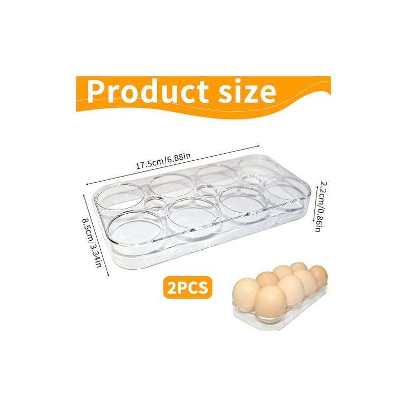 Pack of 2 Fridge Egg Holders, 16 Eggs Space Saving