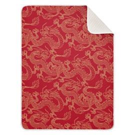 KJIZMO Cotton Baby Blanket Soft Cozy Throw Blanket Nursery Swaddle Receiving Blankets for Toddler Bed 30"" x 40 - Chinese Golden Dragon