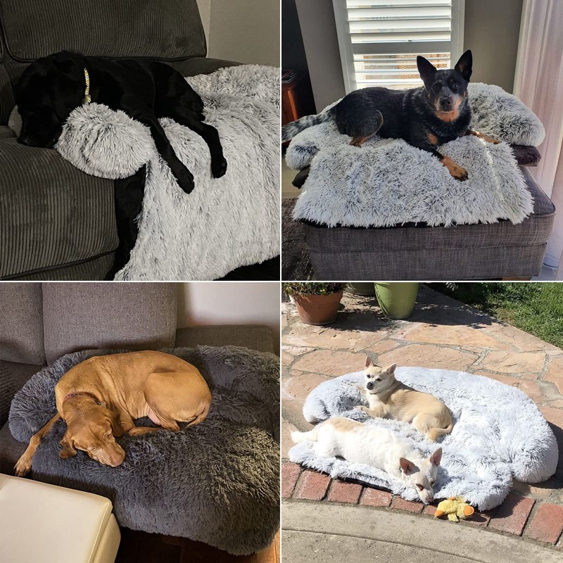 Calming Dog Bed Fluffy Plush Dog Mat for Furniture Protector