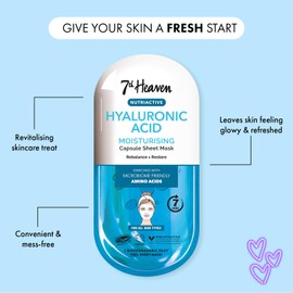 7th Heaven Hyaluronic Acid Nutriactive Moisturising Sheet Mask Enriched with Amino Acids to Rebalance and Restore Skin
