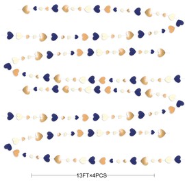 Pink Blume 16 m Double-Sided Metallic Paper Heart Streamer, Party Set for an Engagement, Anniversary, Wedding, Valentine's Day, Bridal Party Decoration