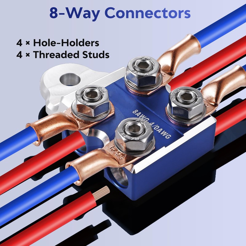 8-Way Lead-Acid Battery Terminal Connectors, Positive and Negative Set, Compatible