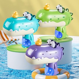 Ctffnny Electric Water Gun, 180ml 520+ Shoots 20-26ft Range Cute Crocodile Squirt Gun, Light Up Water Pistol, Water Blaster Toys for Children Boys Girls Kids Ages 8-12 (Green)