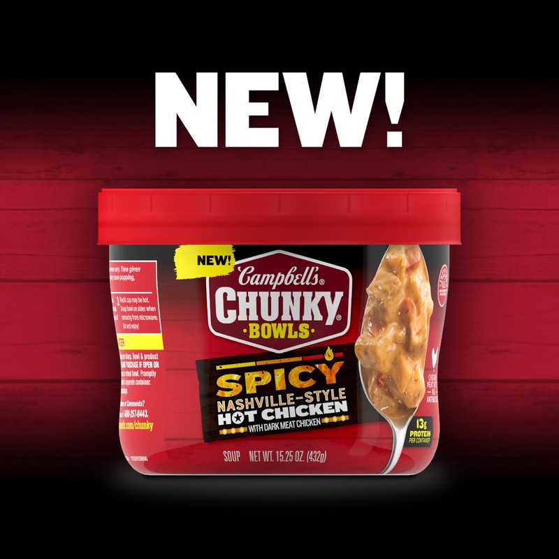 Campbell’s Chunky Spicy Nashville-Style Hot Chicken Soup, 15.25 oz Bowl
