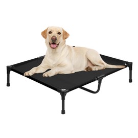 Elevated Dog Beds Large Sized Dogs, Cooling Raised Pet Cot Beds, Portable Lifted Camping Pet Bed with Washable Mesh, Durable Pets Hammock for Training, Non Slip, Easy to Clean, Black, L